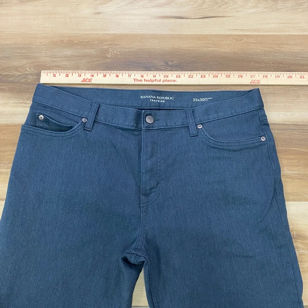 Banana Republic Traveler Pants 35x30 Skinny Fit Chino Cotton Blend Blue 5-Pocket